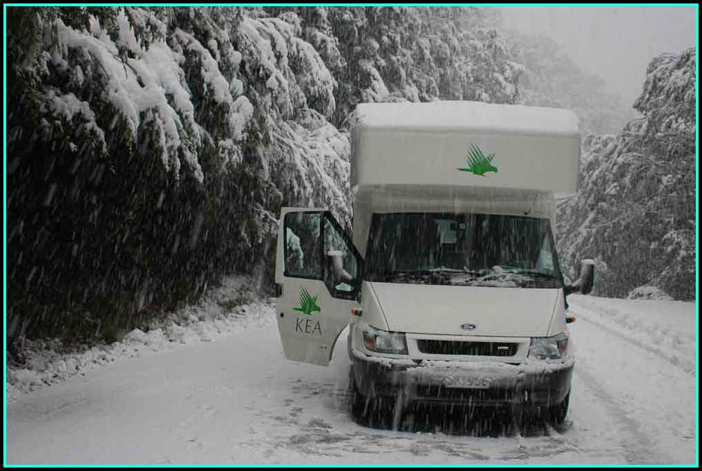 Nueva Zelanda - carretera nevada - autocaravana